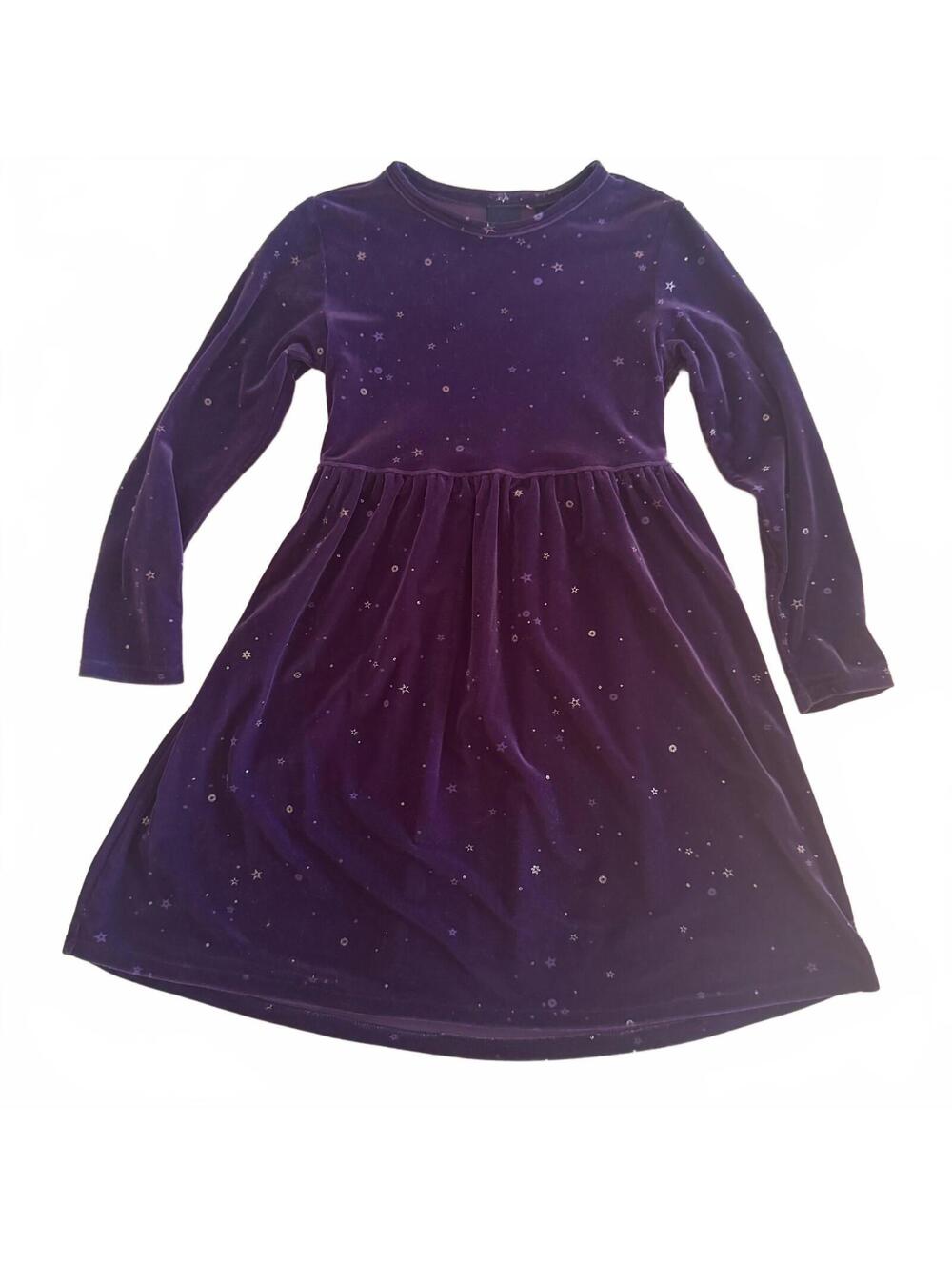 Vtg 90s Gap Velvet Celestial Dress Girls Small Purple Silver Star Moon Y2K SM
